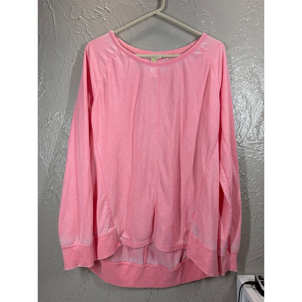 Green Tea Organic Cotton LS Top Pink Oversized Lightweight Sweatshirt Size Large